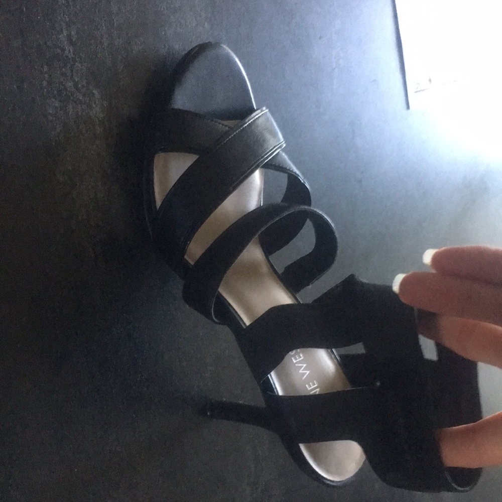 NINE WEST black strappy sandals.
